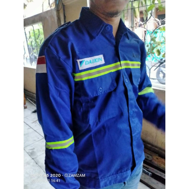 BAJU KERJA SAFETY LAPANGAN PROYEK LENGAN PANJANG SAFETY PRIA KERJA PROYEK BAJU SAFETY TEHNIK K3