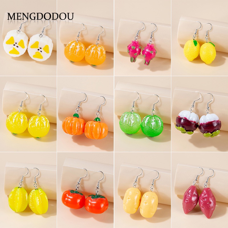 Anting Desain Kartun Buah Pisang Lemon Kentang Mangga Gaya Korea