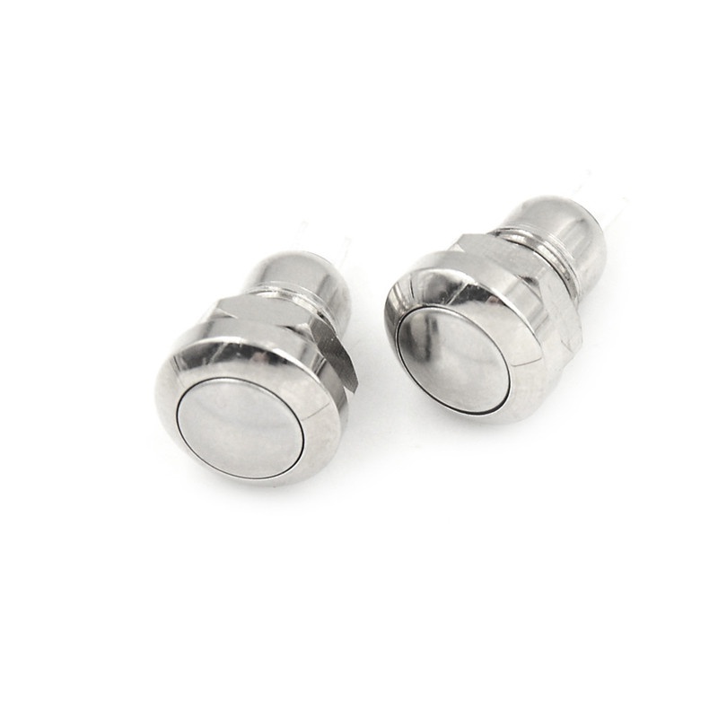 2 Pcs Tombol Tekan Momentary Mini Micro 2 Pin Bahan Logam Tahan Air Ukuran 8mm