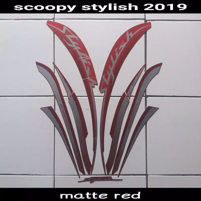 Striping sticker lis body honda scoopy fi led stylish thn 2019 2020 matte red merah doff