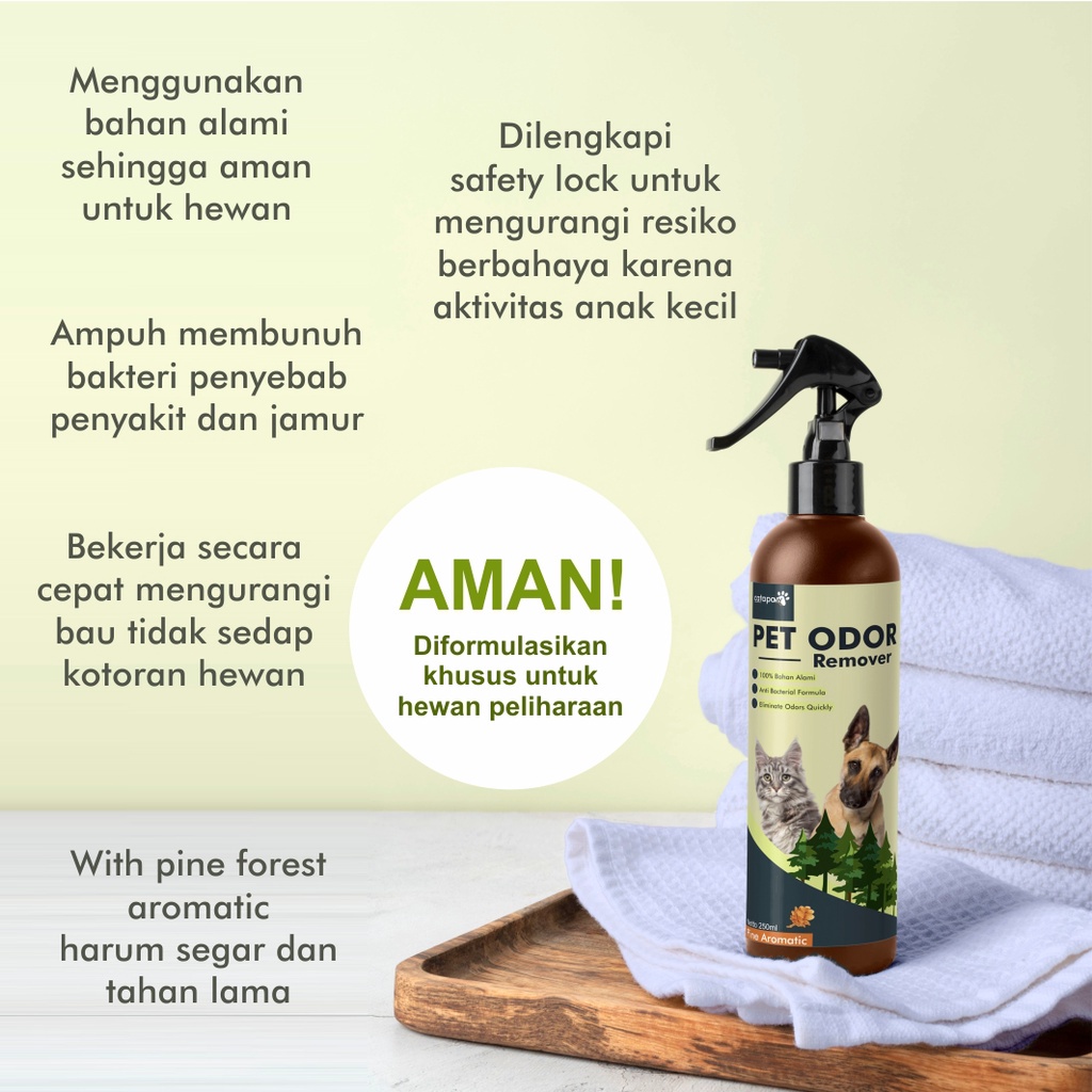 Spray Penghilang Bau Kotoran Kucing / Pet Odor Remover Penghilang Bau Pesing Bak Pasir Kucing / Cat Litter Box Spray Pipis Pup Kucing - Aroma Pinus Hutan