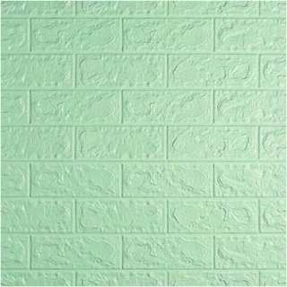 LYSASHOP- WALLPAPER DINDING 70x38.5cm KAMAR TIDUR RUANG TAMU 3D FOAM BATU BATA WALPAPER HIASAN DINDING POLOS  STIKER STICKER WALLBORDER WALL BORDER PEMBATAS-HIJAU MUDA 70X38.5