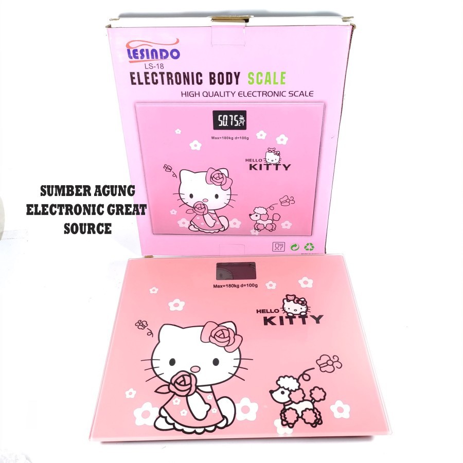 Timbangan Badan Digital Motif Hello Kitty Pink LS18 Lesindo Awet Berku