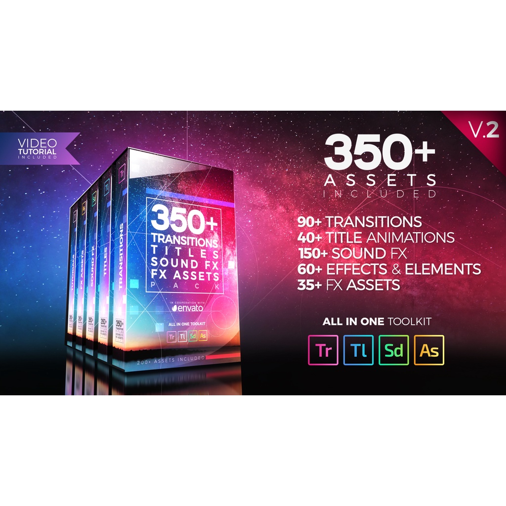 350 Pack Transitions Titles Sound FX - Premiere Pro Project Files