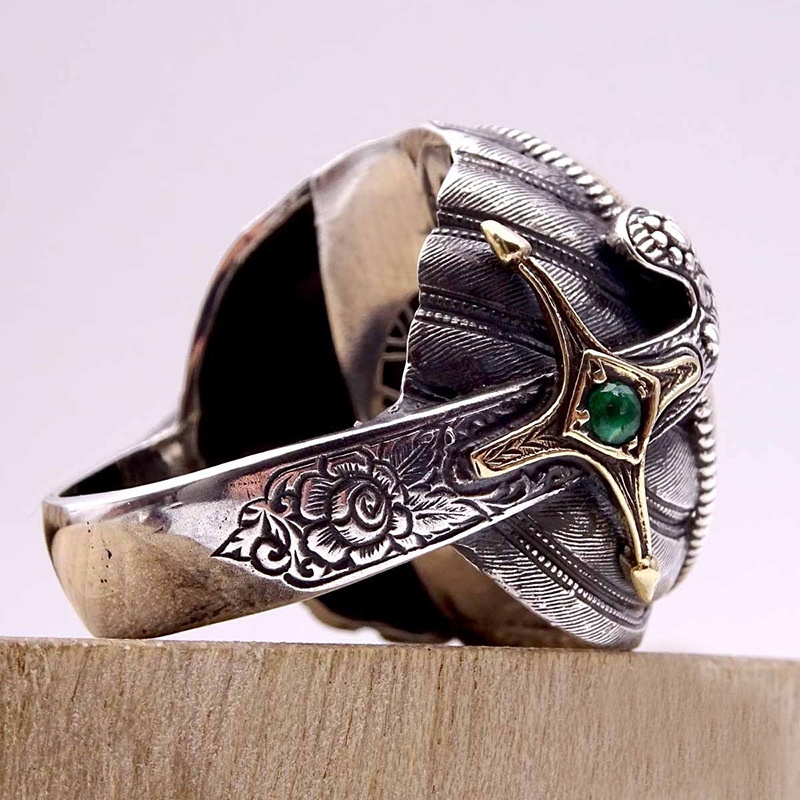 Muslim Rune Religius Fashion Pria Batu Permata Cincin / Aksesoris Perhiasan