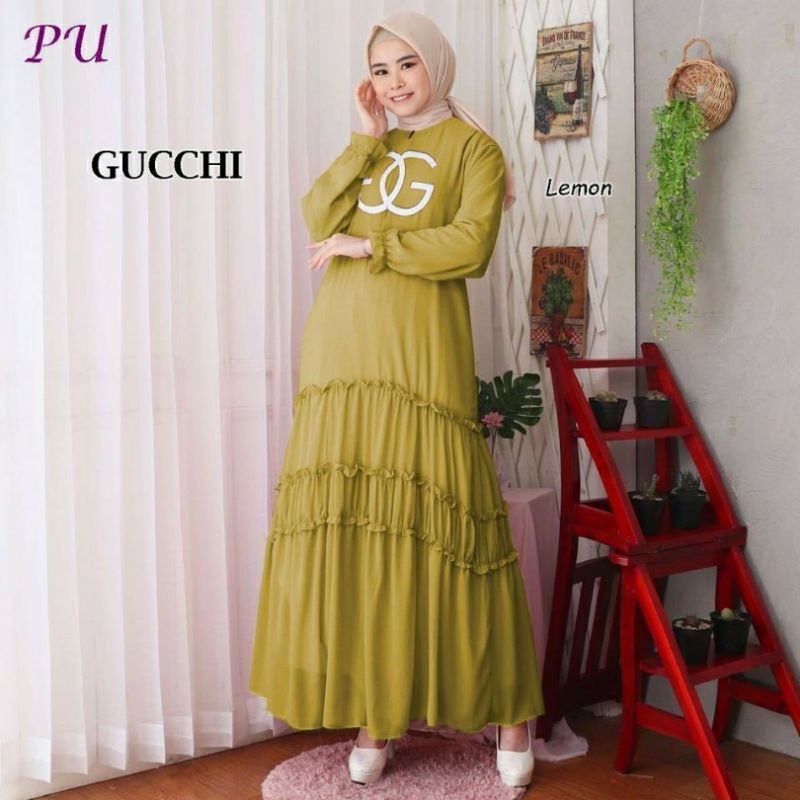 gamis polos ceruti babydoll maxi dress muslim busui gucchi home dress casual