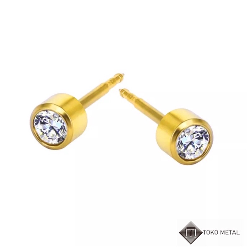 ANTING TINDIK 100% TITANIUM ANTI KARAT PRIA &amp; WANITA 3MM [TOKO METAL]