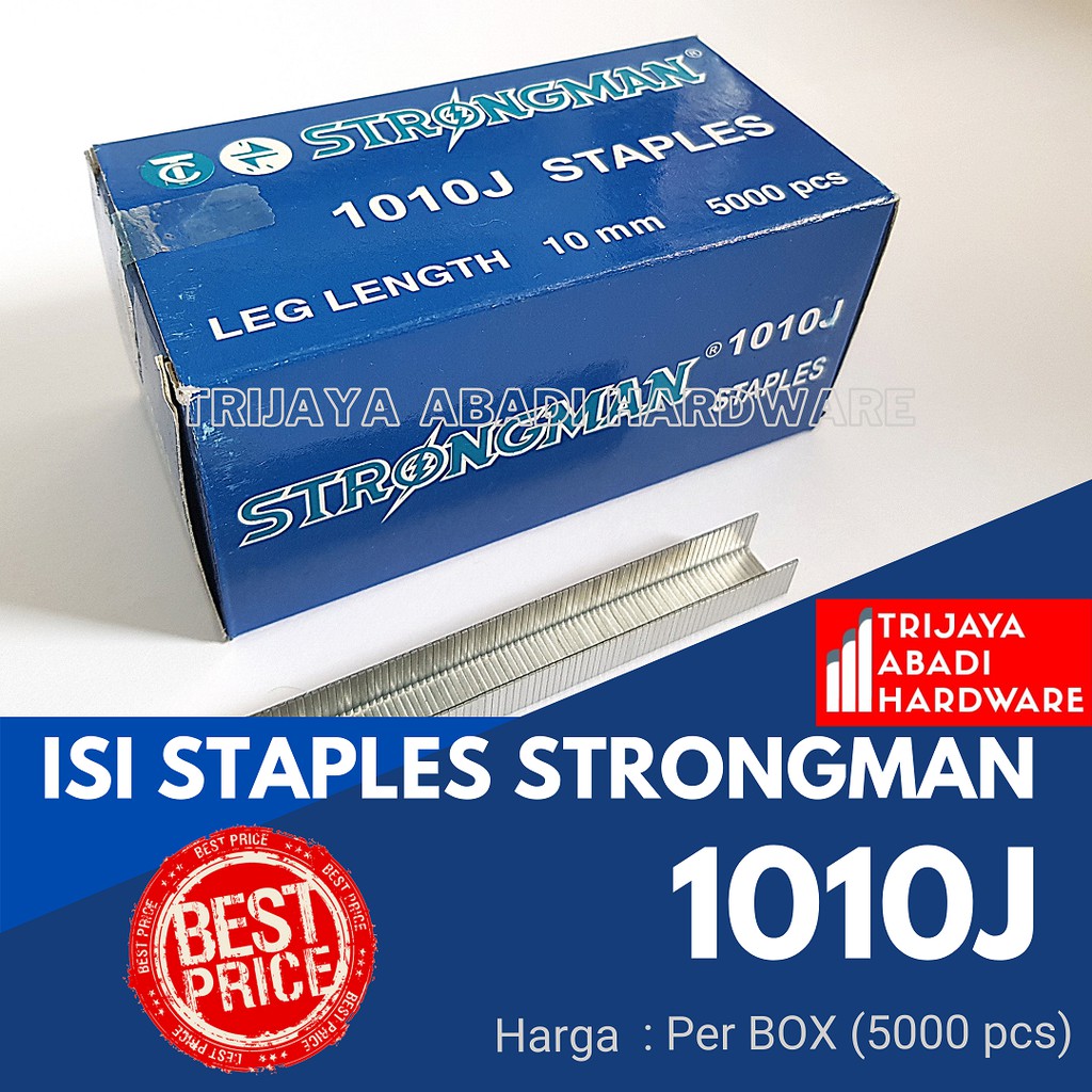 

Isi Staples Strongman 1010J Tembakan Angin (1 Box isi 5000 pcs)