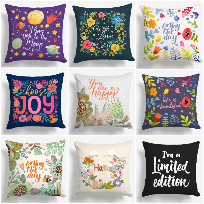 SARUNG Bantal Sofa Motif Quotes 40x40 cm Kata Motivasi Quote Word