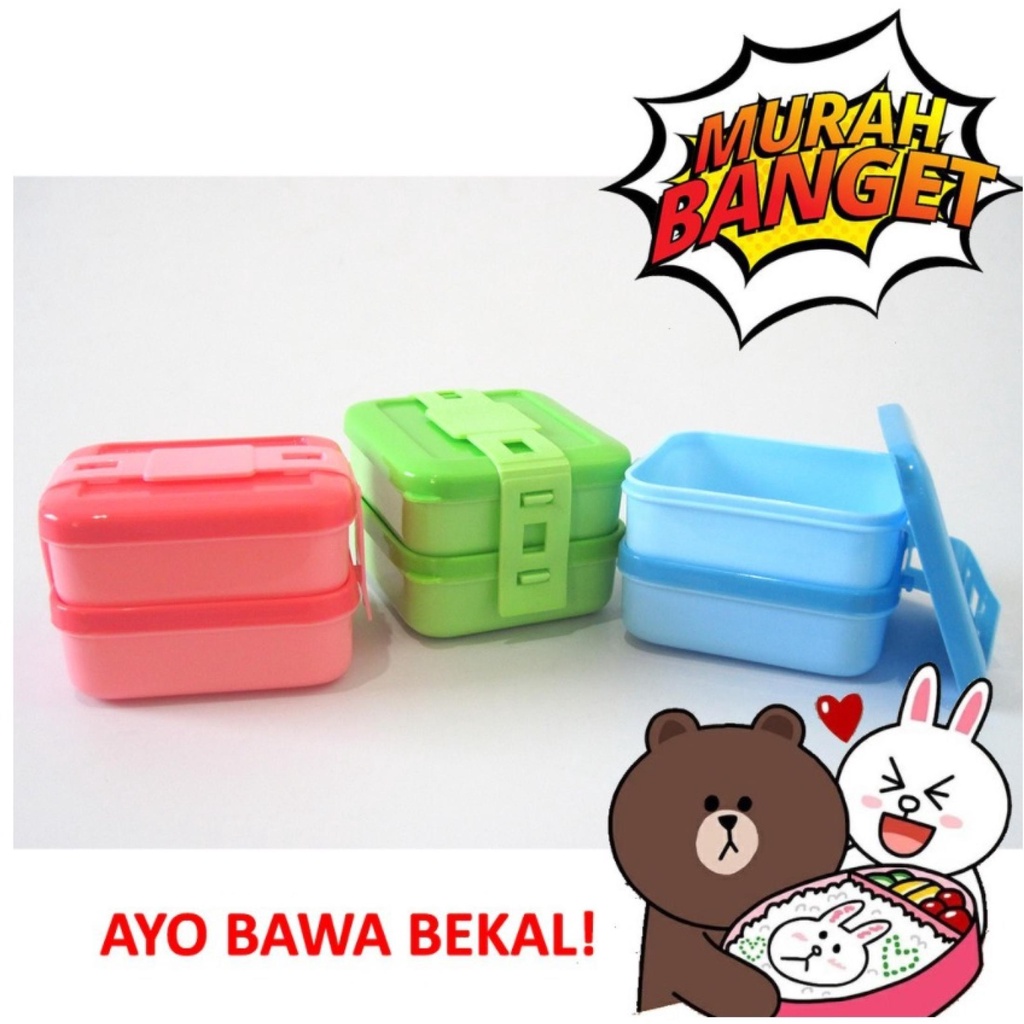 Rantang Anak Lunch Box Susun 2 Food Grade / Kotak Wadah Tempat Makanan Anak / Souvenir Ulang Tahun