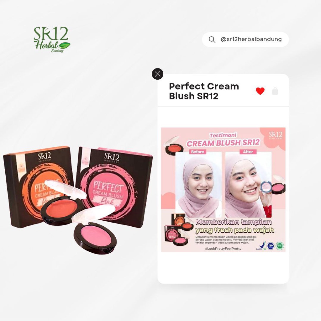 Blush On Sempurna Perfect Cream Blush Pewarna Pipi Segar dan Bercahaya Blush On Padat