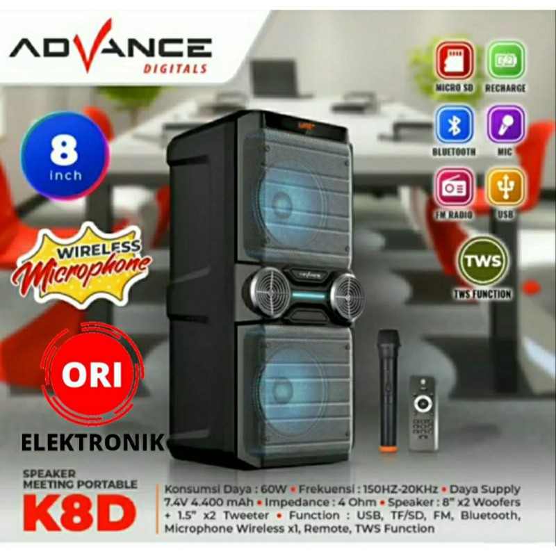 ADVANCE PORTABLE SPEAKER K 8D  - FREE BUBBLEWRAP