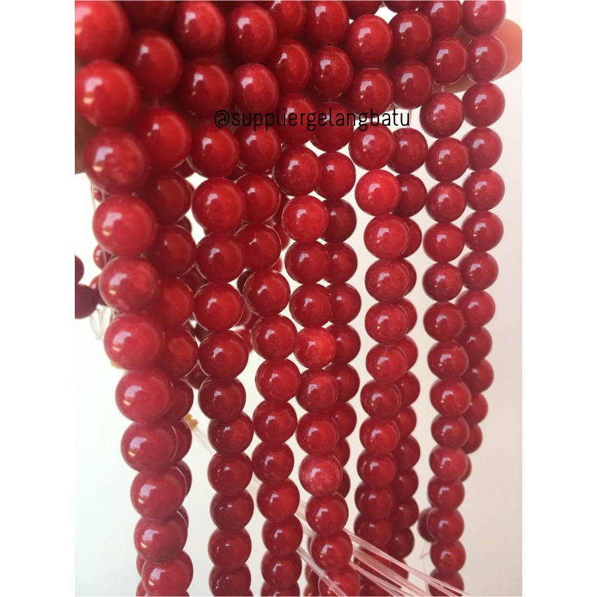 batu red ruby 8mm coral agate merah onyx kilap aksesoris fashion akik aksesoris fashion beads craft