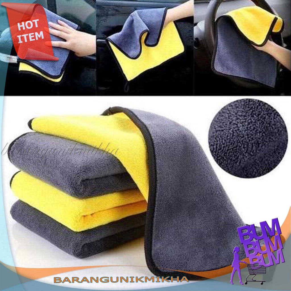 Lap Microfiber Tebal Lembut 2 Warna Anti Lecet Serbaguna 30x30 Premium