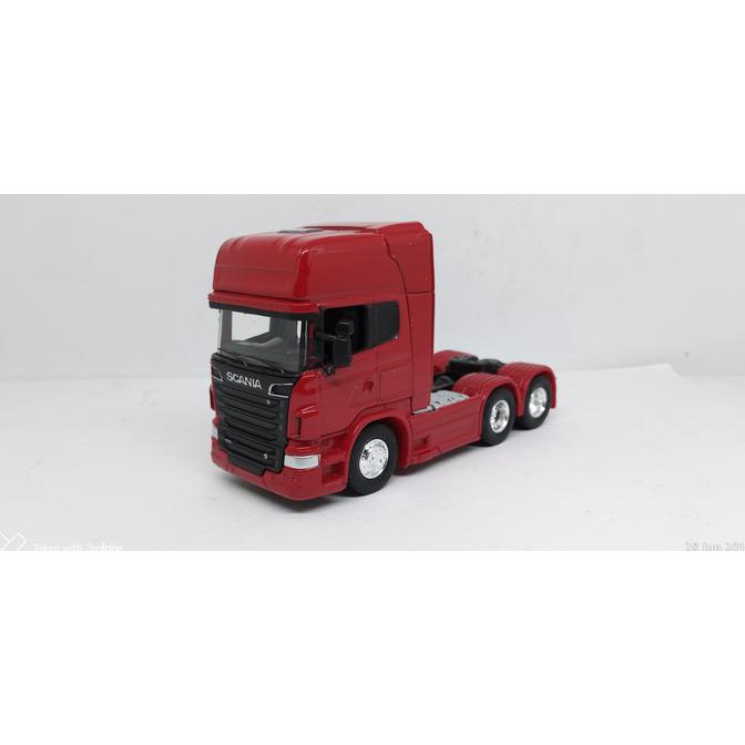Diecast Miniatur Mobil Truk Scania V8 R730 - Diecast Truck Welly - Merah - Termurah 