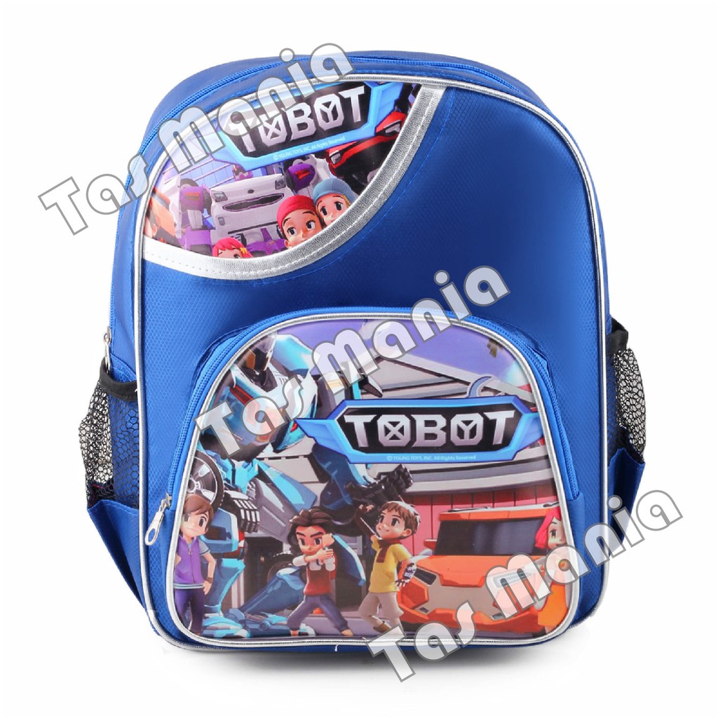 PTS - Ransel Sekolah Anak Cowo / Laki Laki Karakter - Tobot - Ready For The Battle - BLUE + FREE Lunchbox .PTS