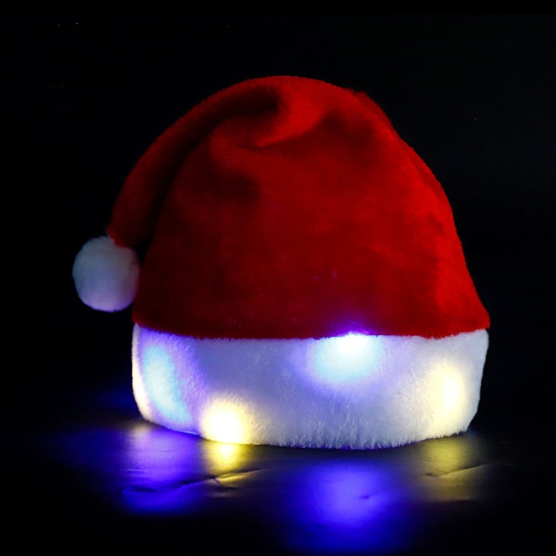 Topi Santa Dengan Lampu Led Untuk Dekorasi Pesta Natal