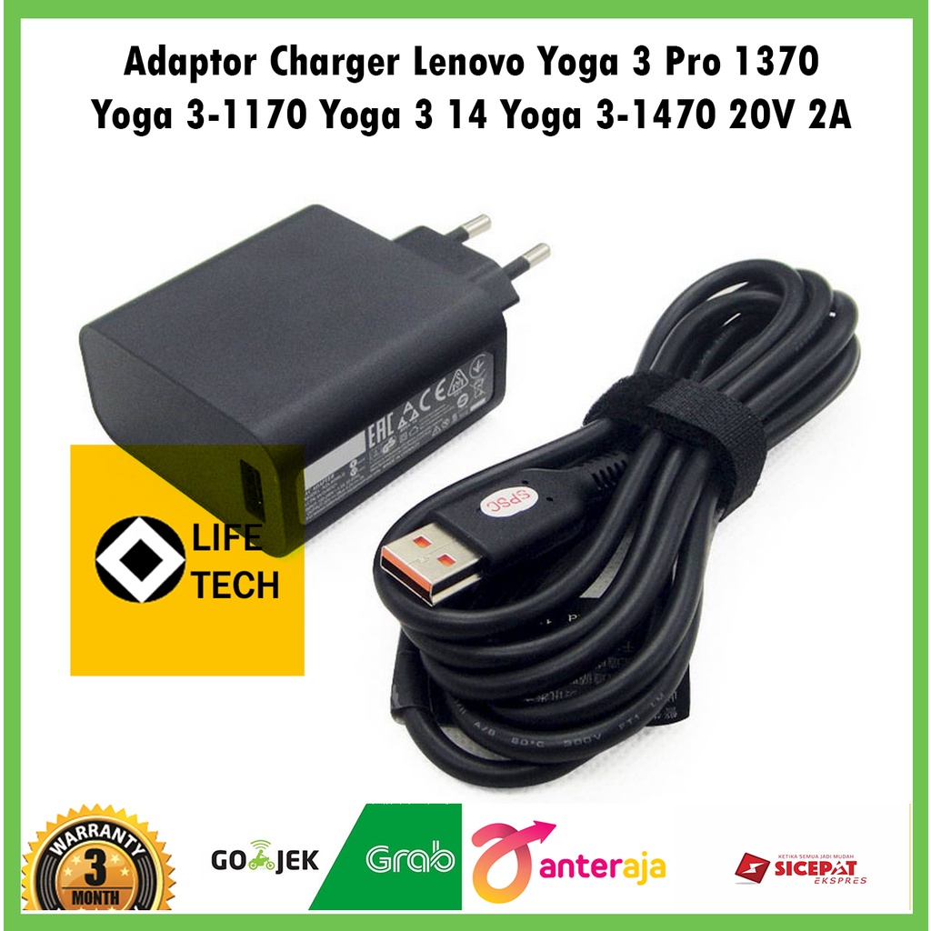 Adaptor Charger Lenovo Yoga 3 Pro 1370 Yoga 3-1170 Yoga 3 14 Yoga 3-1470 20V 2A/5.2V 2A USB ADL40WDA