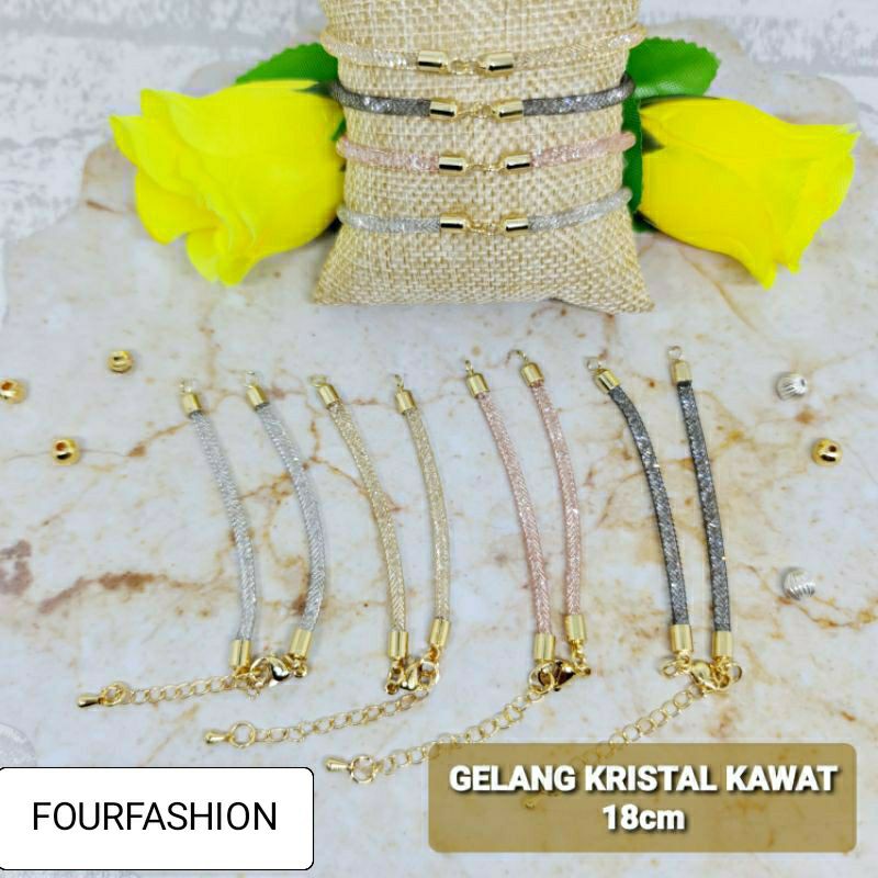 Fourfashion Gelang Glitter Kristal Kawat Pandora Waterproof TH033