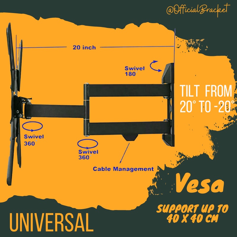 Bracket TV Swivel 55 50 43 42 40 32 Inch Swivel 6 Arah IMPORT