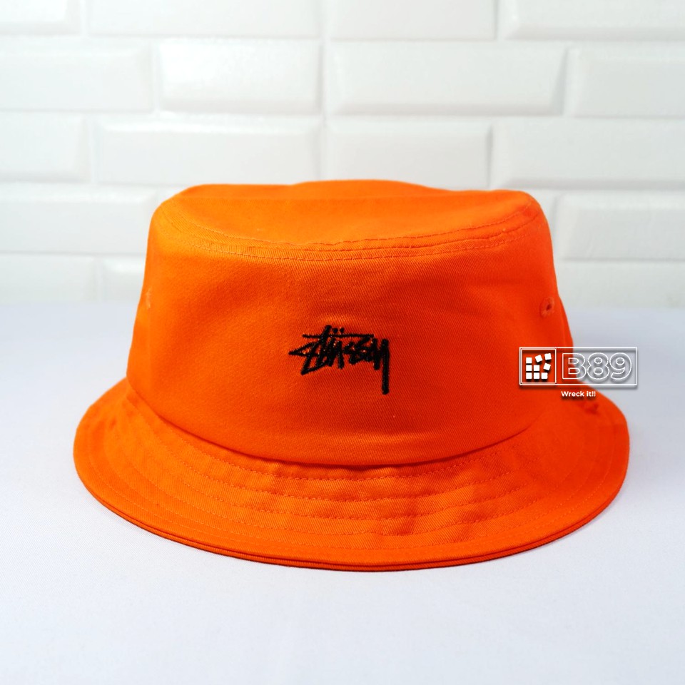 TOPI STUSSY STOCK BUCKET HAT ORIGINAL | ORANGE