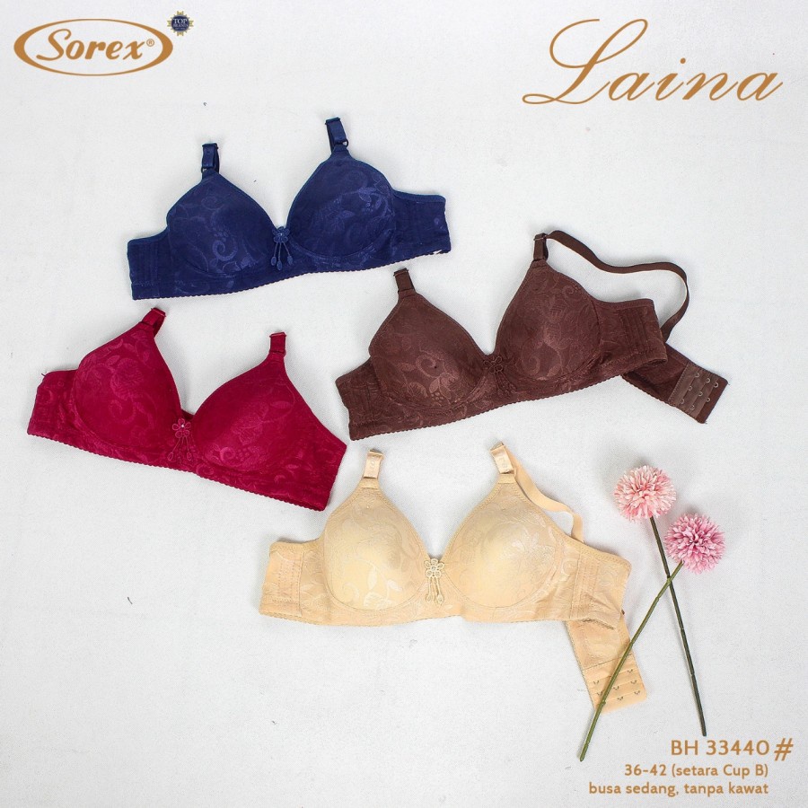 Bh bra wanita sorex motif kembang tanpa kawat busa tipis kait 2