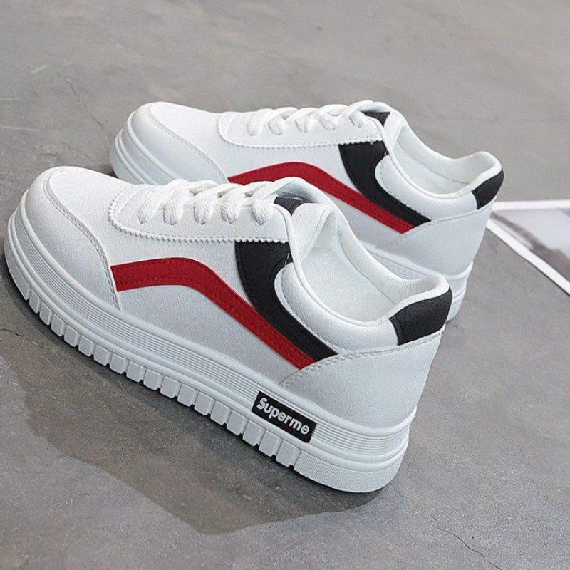 Sepatu Wanita Sneakers Kekinian Import Murah Warna Putih Merah Model Korea Terbaru 2022 Sepatu Cewek