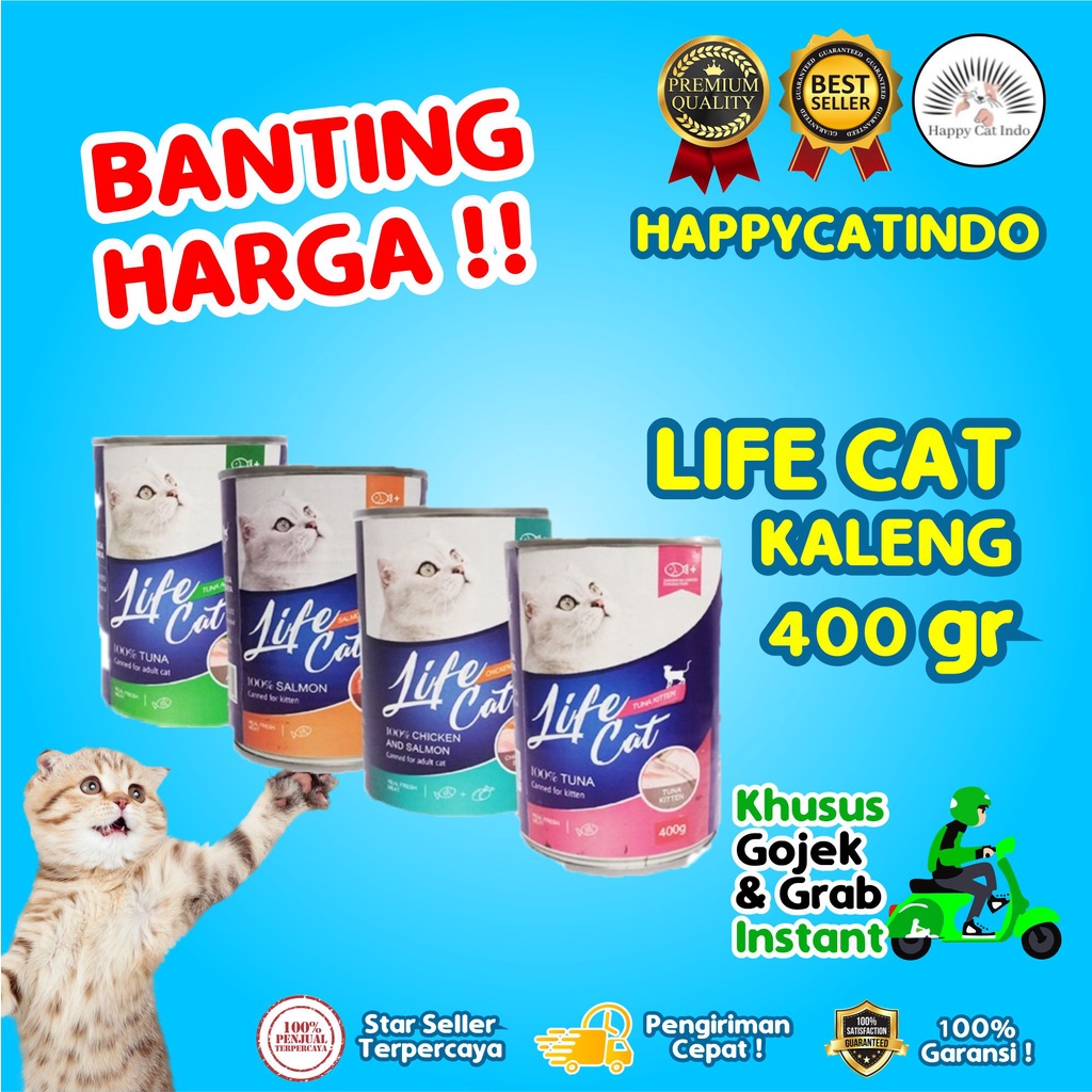 KHUSUS GOJEK GRAB INSTAN Makanan Basah LIFE CAT KALENG 400 GRAM