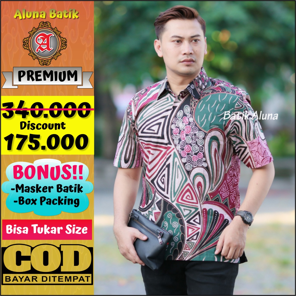 Kemeja Batik Pria Premium Lengan Pendek Baju Kerja Kantor Laki Laki  Original Full Furing PD 013