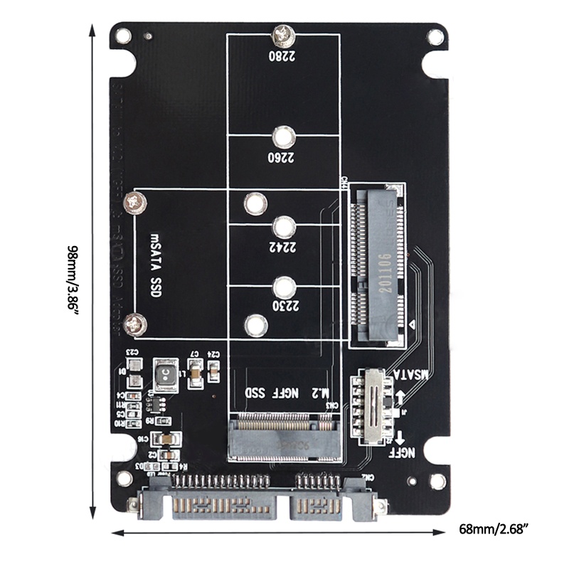 Btsg Untuk M.2 (NGFF) &amp; mSATA Ke III Adapter Converter Card