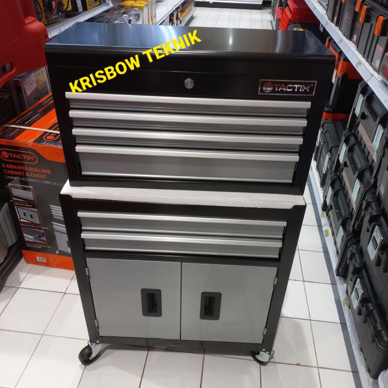 Troli bengkel / salon rak Kabinet Perkakas 6 Laci drawer Taxtic troli barber