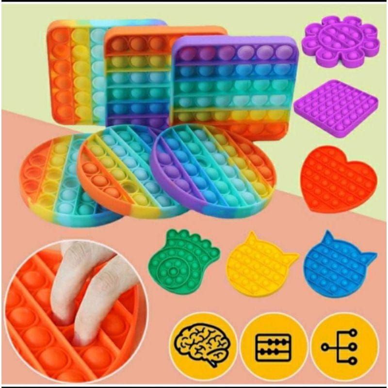 Mainan pop it murah Popit Pop its rainbow multicolor Fidget Toy ⭐ Toko11 ⭐-1