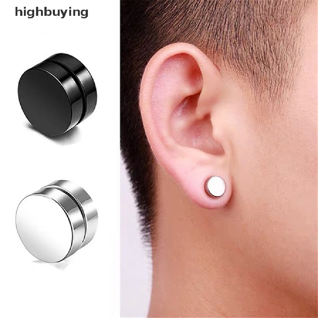 Hbid 3pcs / set Anting Magnet Tanpa Tindik Gaya Punk Ukuran 6 / 8 / 10mm Untuk Pria