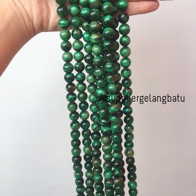 green tiger eye biduri sepah hijau mata singa 12mm natural akik bahan rencengan aksesoris star sell