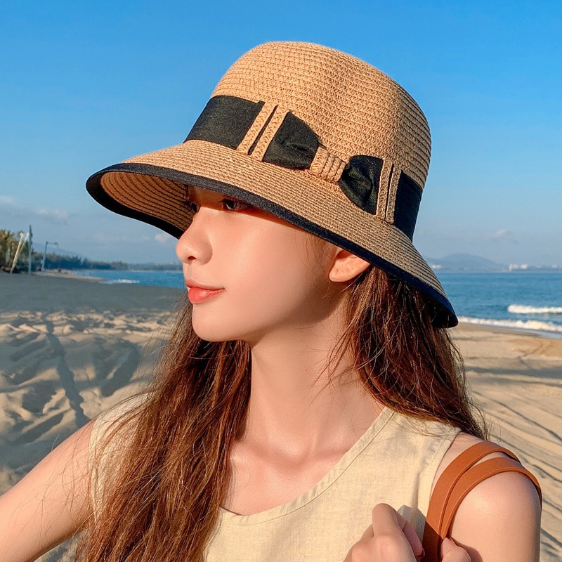 Topi Pantai Bahan Jerami Untuk Wanita