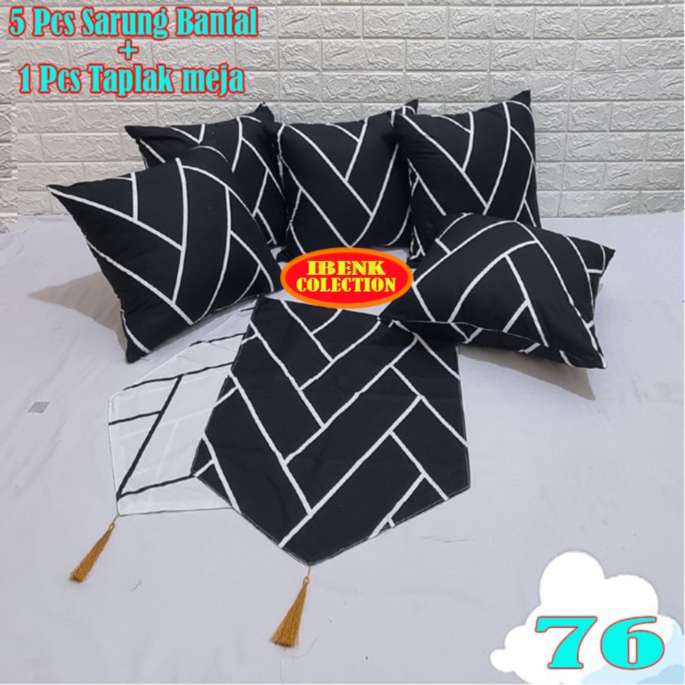 IBENK Collection - Paket Hemat Sarung Bantal Sofa 50x50 cm + Taplak Meja