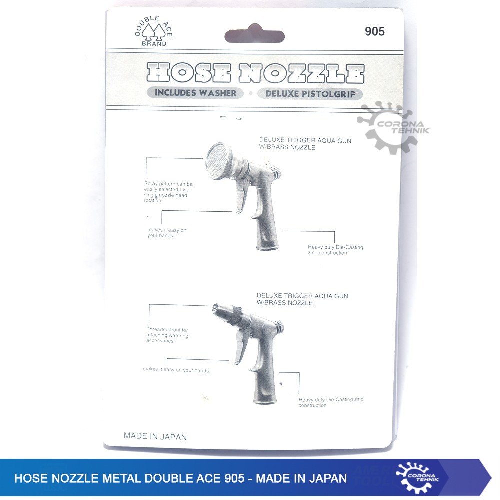 Hoze Nozzle Metal - Semprotan Air Double Ace 905 - Made in Japan