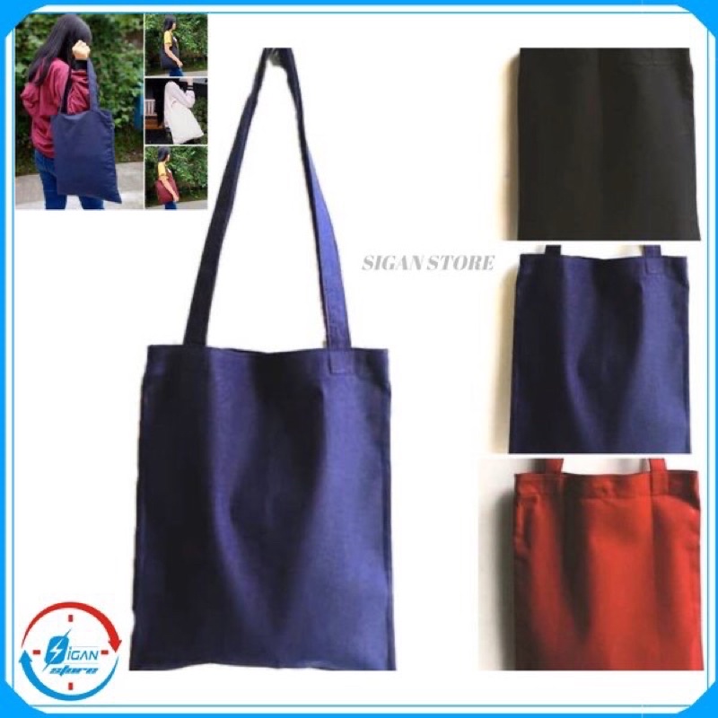 Tote Bag polos Bahan Kanvas Tebal dengan Resleting