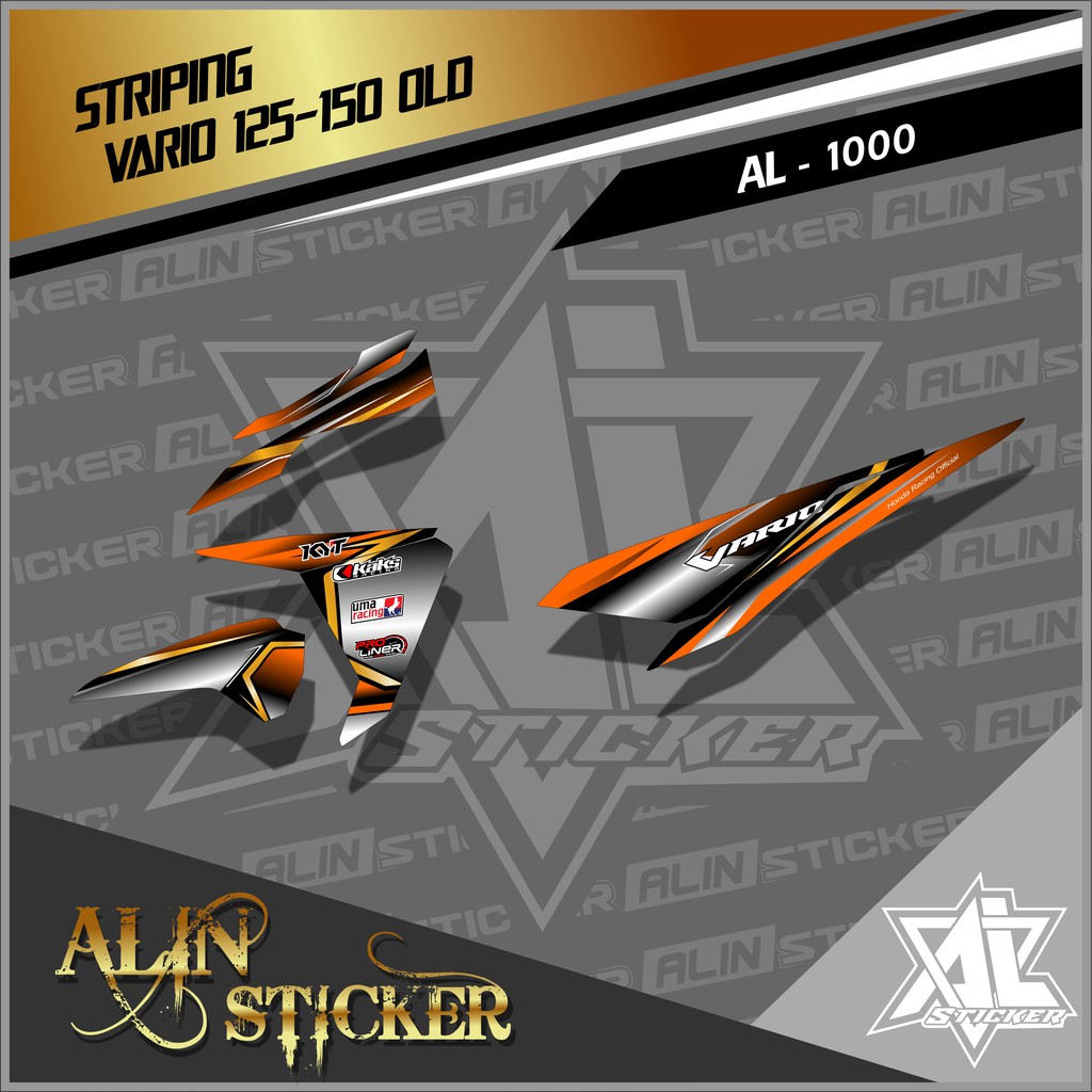 1000 (COD) STRIPING STICKER VARIO 125-150 OLD 2015-2017 DESAIN GOLD EMAS RACING SEMI FULL