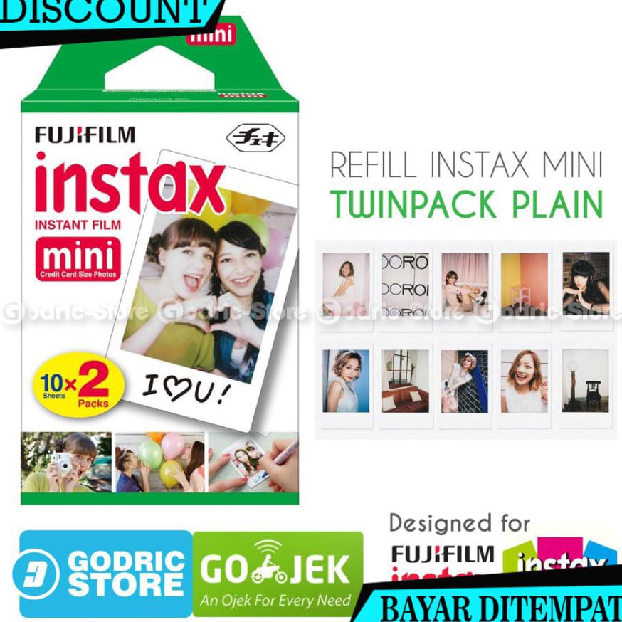 (BAYAR DITEMPAT) FUJIFILM REFILL INSTAX MINI FILM TWINPACK PLAIN - 20 LEMBAR FOR INSTAX MINI 8 , 9 ,