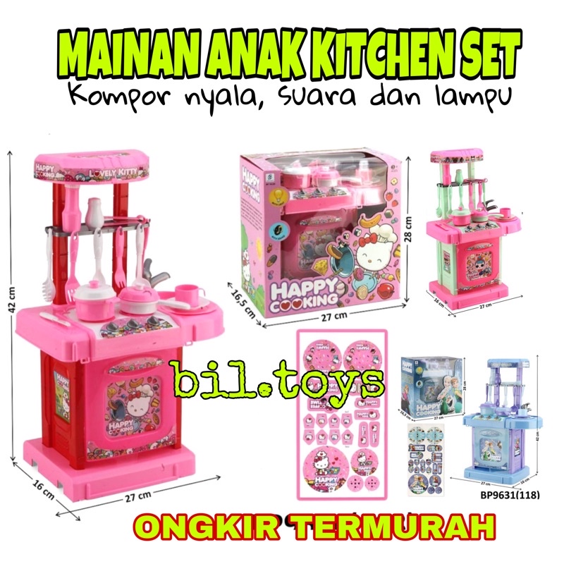 MAINAN ANAK PEREMPUAN MAGIC KITCHEN MAGIC SET DAPUR MASAK MASAKAN HAPPY COOKING SUARA LAMPU BESAR