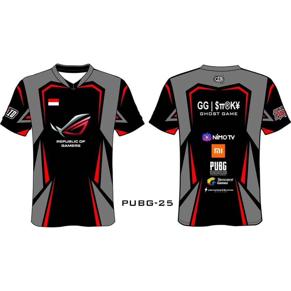 KAOS BAJU JERSEY E-SPORT CUSTOM FREEFIRE,PUBG,ML GRTIS PASANG LOGO+NICKNAME(COD)