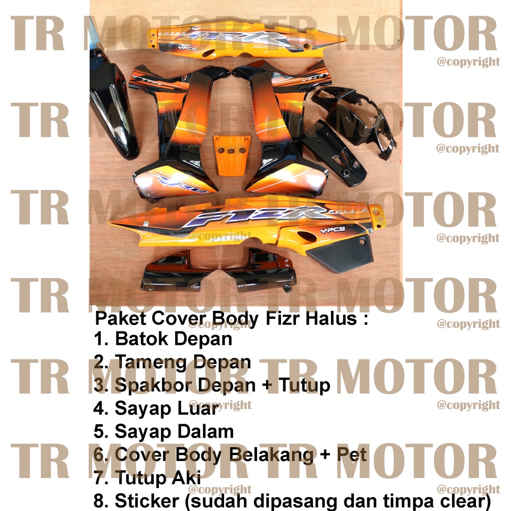 Cover Body Fizr F1zr Full Clutch Orange Hitam Full Set Halus Cover Bodi Yamaha Fiz r