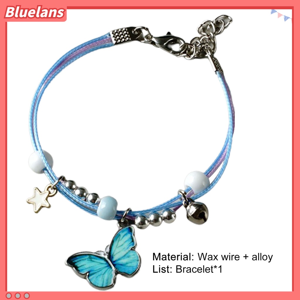 Gelang Tali Kepang Multilayer Desain Butterfly Star Bell Untuk Pria Dan Wanita