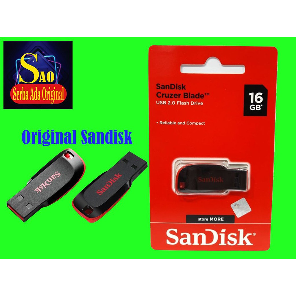 Flasdisk Sandisk Cruzer Blade 16Gb Original Garansi 5 Tahun