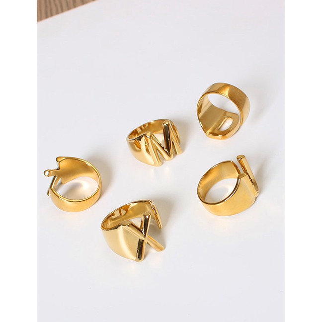 LRC Cincin Huruf Fashion Golden Letter Opening Adjustable Metal Ring A-N