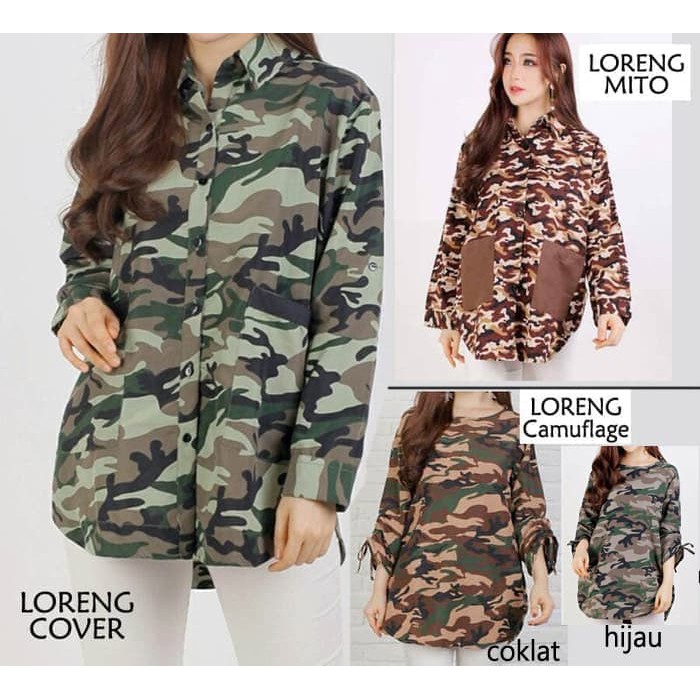 Jual Kemeja Wanita Army Terbaru Bt24067 Kemeja Loreng Rebecca Bahan K Jakarta Utara C R Collections Tokopedia