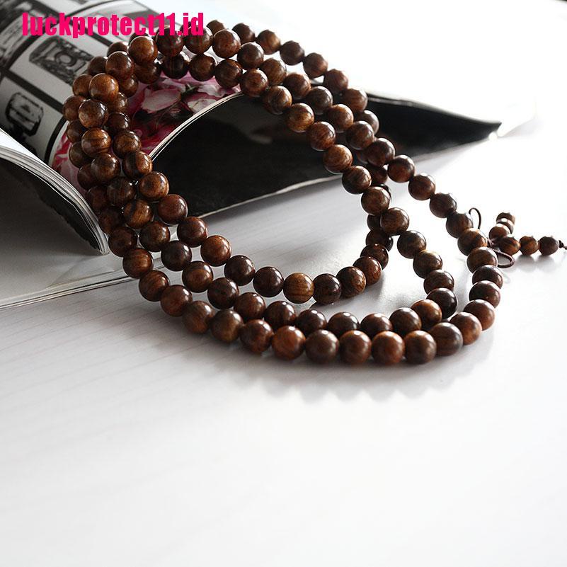 (LUCK) Kalung Doa Buddha Mala 108 Manik-Manik Rosewood Hitam Ukuran 8MM