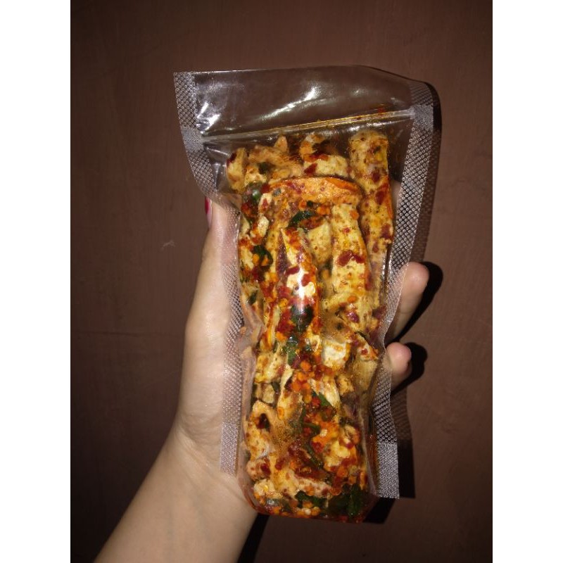 

basreng( gurih, pedas,plus daun jeruk)