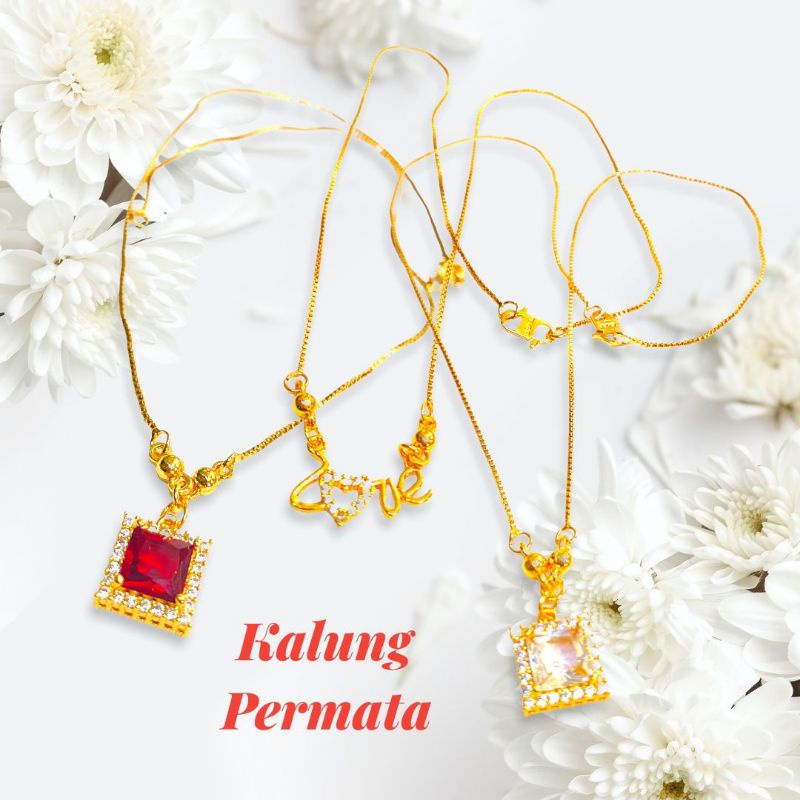 kalung plus liontin permata